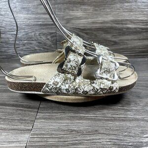 Michael Michael Kors‎ Girls White & Gold Floral Double Strap Sandals Shoe Size 3